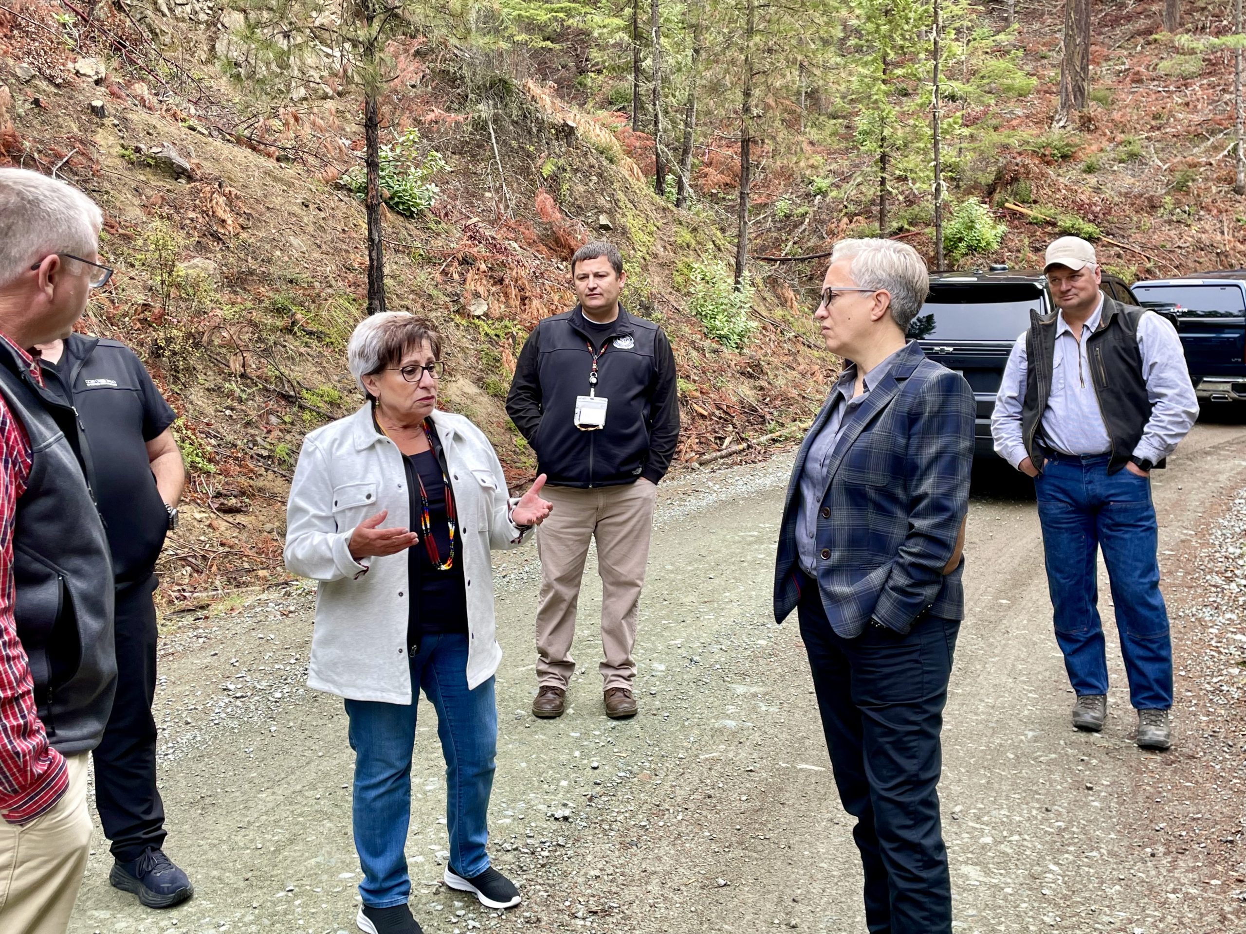 Chairman Keene speaks on forest management with Governor Kotek near Ash Creek in southern Douglas County. Sept. 18, 2024. Cow Creek Band of Umpqua Tribe of Indians
